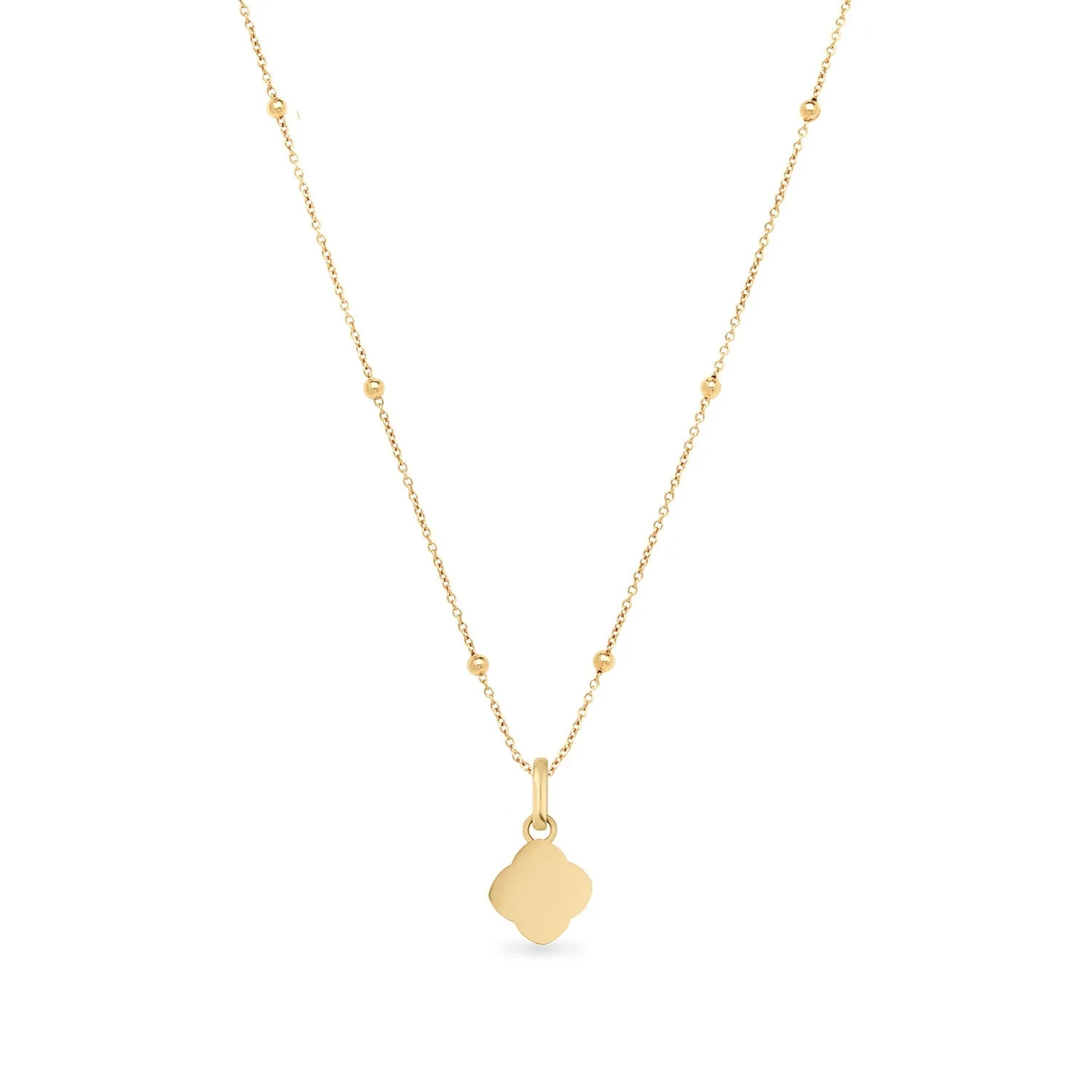 Black Enamel Clover & Initial Necklace (Gold) - Image 5