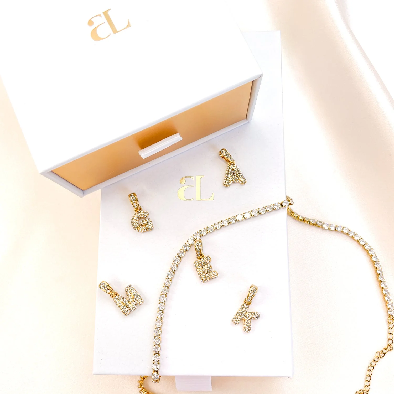 Bubble Initial Tennis Necklace (Gold) - Image 6