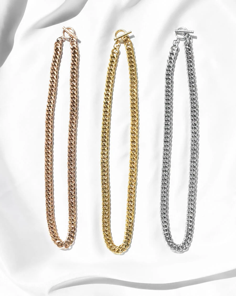 Curb Chain Necklace 18 in (Gold) - Image 3