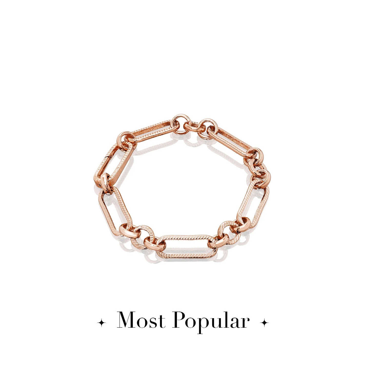 Figaro Chain Bracelet (Rose Gold) - Image 6