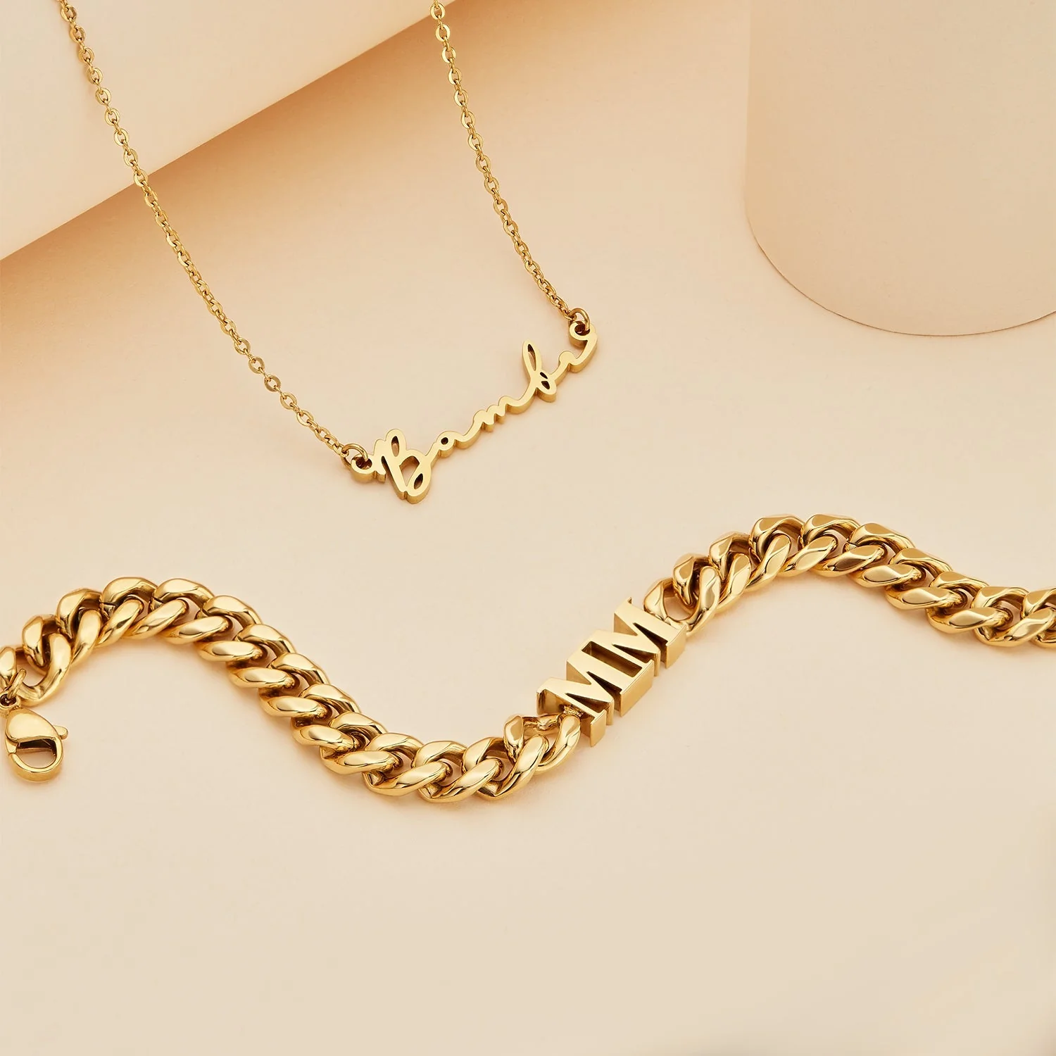 Initial Curb Bracelet (Gold) - Image 4