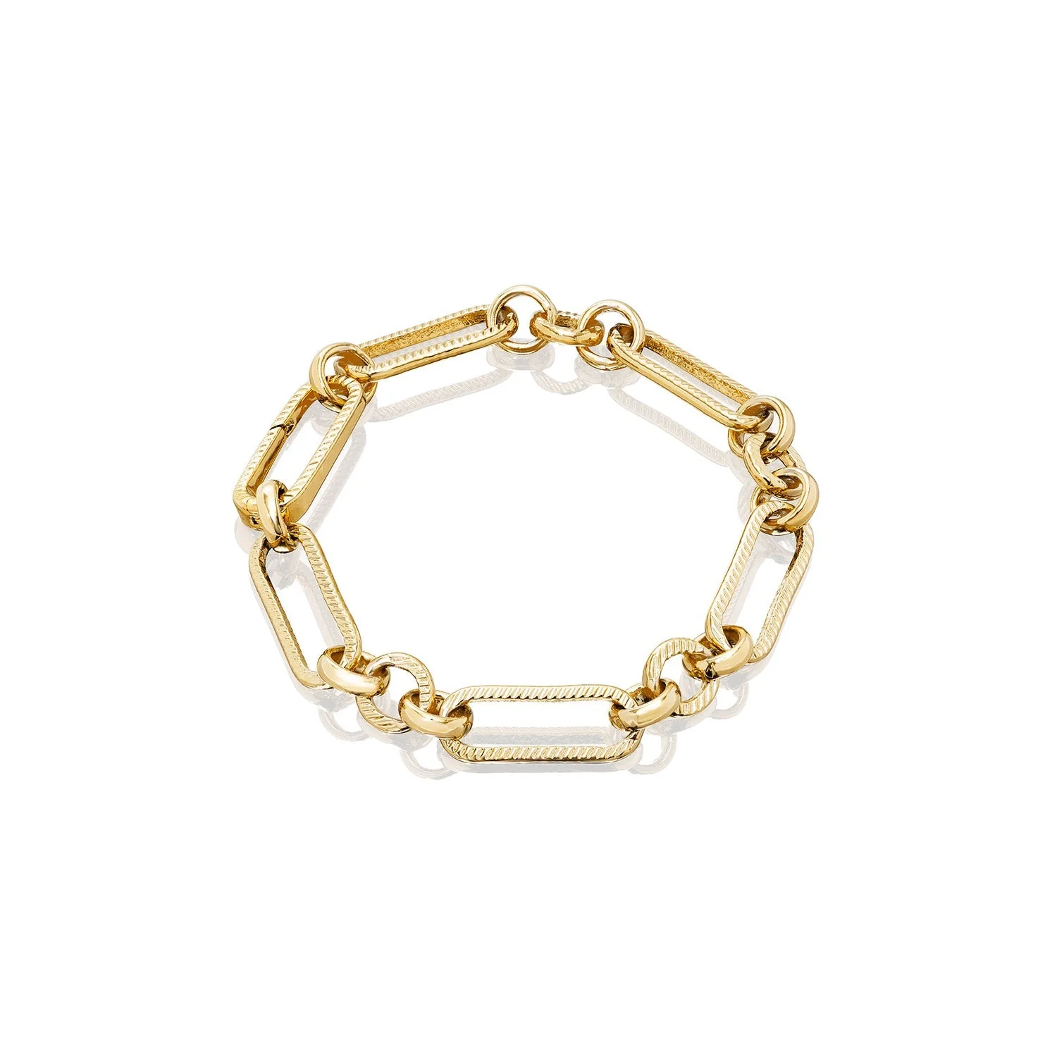 Letter & Birthstone Figaro Chain Bracelet (Gold) - Image 13