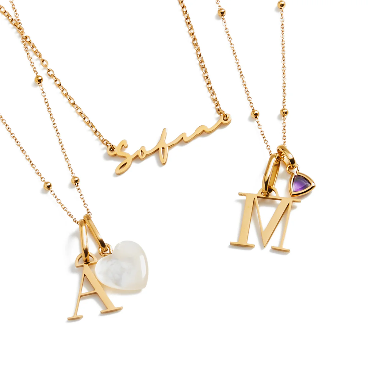 Personalised Initial & Droplet Birthstone Necklace (Gold) - Image 5